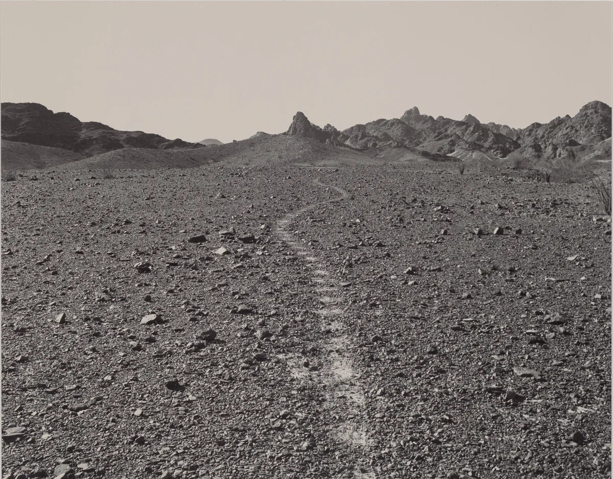 Chocolate Mountains: A Ceremonial Trail, on an Ancient Terrace by Mark Ruwedel, photograph, 2001