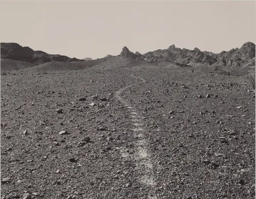 Chocolate Mountains: A Ceremonial Trail, on an Ancient Terrace by Mark Ruwedel, photograph, 2001