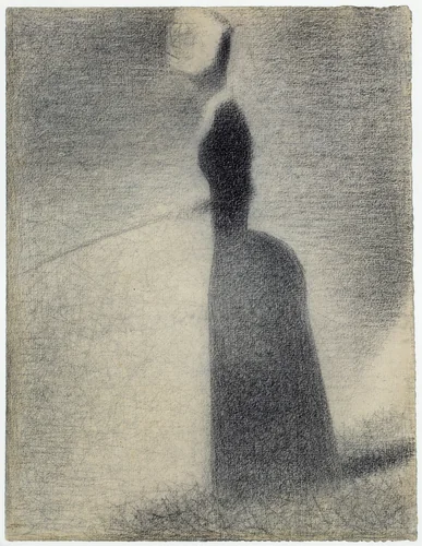 A Woman Fishing by Georges Seurat, drawing, 1884