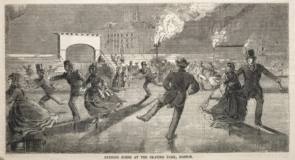 Evening Scene at the Skating Park, Boston by Winslow Homer, print, 1859