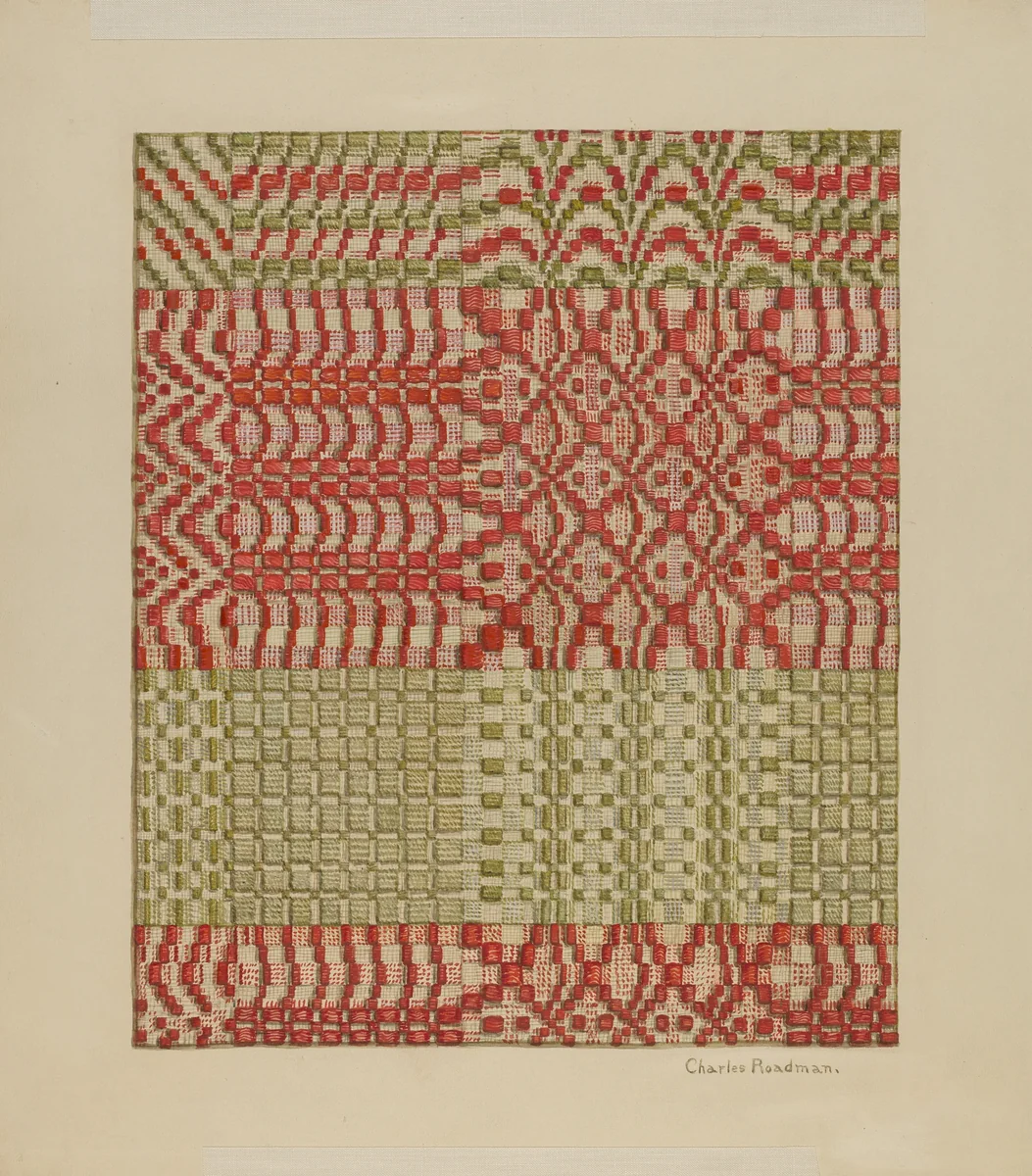 Woven Coverlet by Charles Roadman, index of american design, 1935-1942