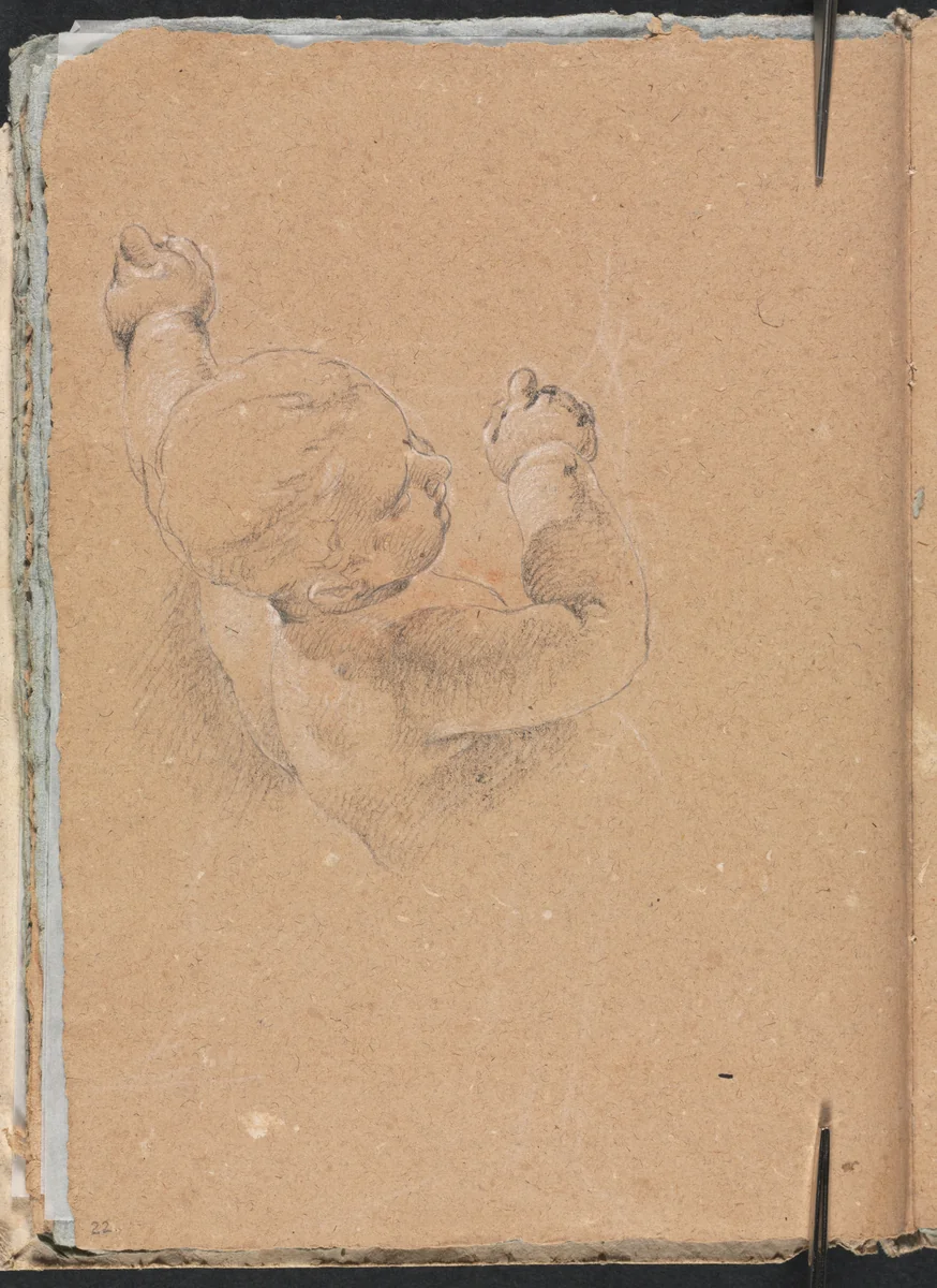Verona Sketchbook: Putto (page 22) by Francesco Lorenzi, book, 1760