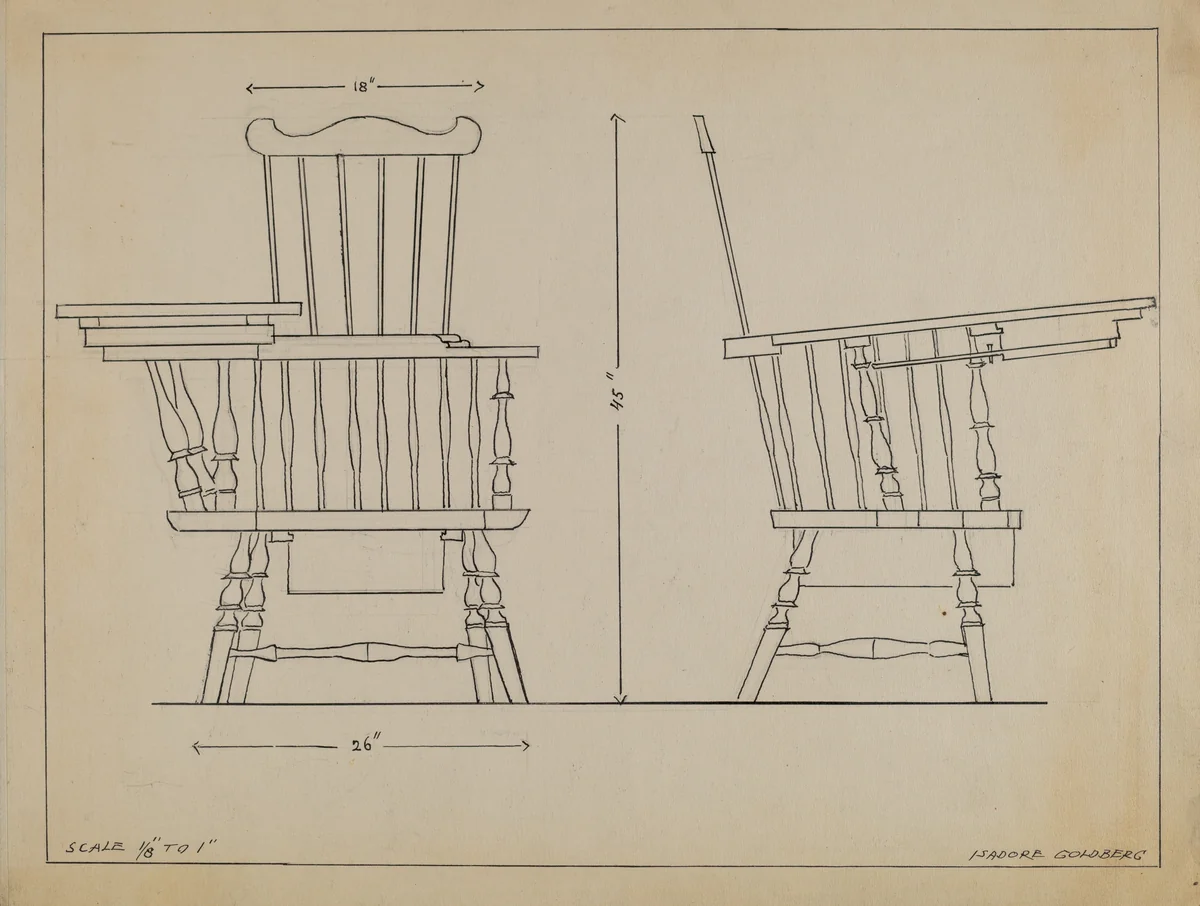 Chair by Isadore Goldberg, index of american design, 1935-1942