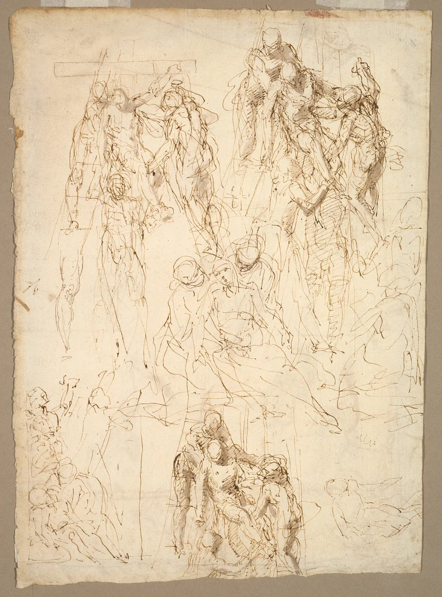 Studies for the Deposition by Aurelio Luini, drawing, 1553-1557