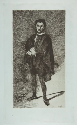 The Tragic Actor: Rouvière in the Role of Hamlet by Edouard Manet, print, 1865-1866