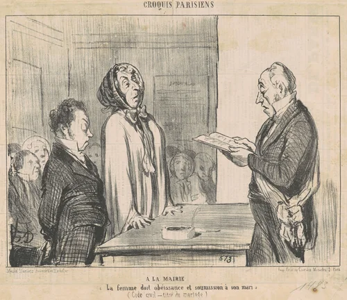 A la mairie ... by Honoré Daumier, print, 1854