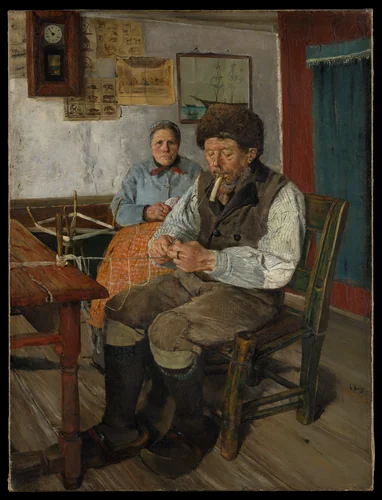 The Net Mender (Garnbinderen) by Christian Krohg, painting, 1879