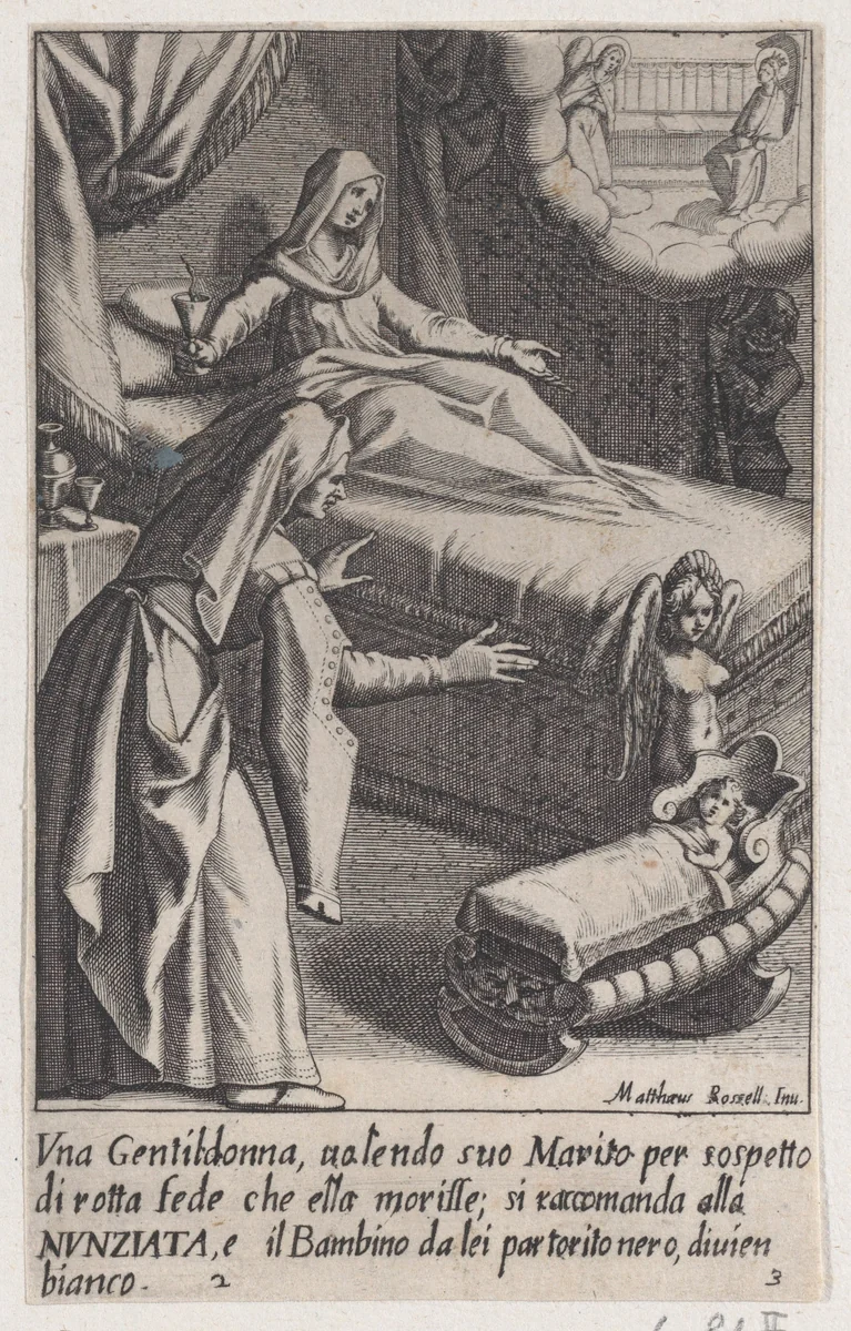 The Baby, from Scelta d'Alcuni Miracoli e Grazie della Santissima Nunziata di Firenze (Selection of Some Miracles and Graces that Occurred in the Church of the Annunziata in Florence) by Jacques Callot, print, 1611-1619