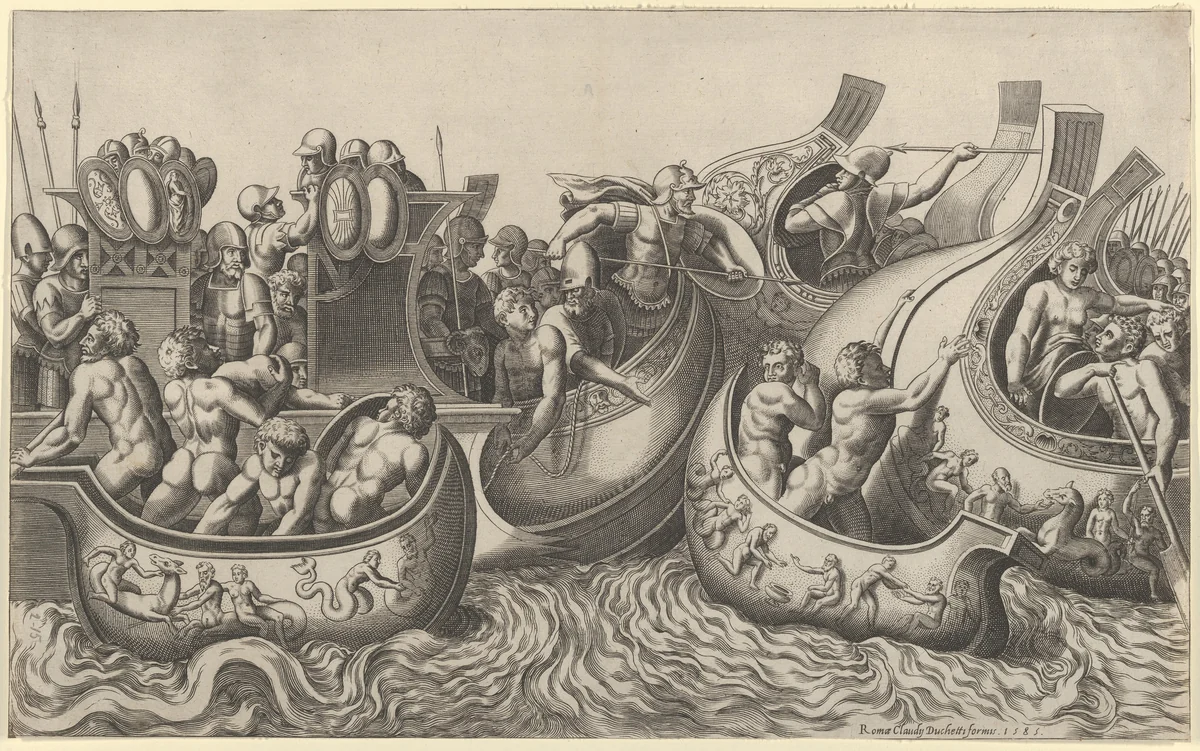 Naval Battle, from "Speculum Romanae Magnificentiae" by Master of the Die, print, 1525-1560