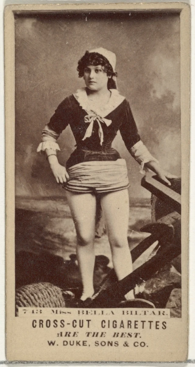 Card Number 743, Miss Bella Biltar, from the Actors and Actresses series (N145-3) issued by Duke Sons & Co. to promote Cross Cut Cigarettes by W. Duke, Sons & Co., photograph, 1880-1889