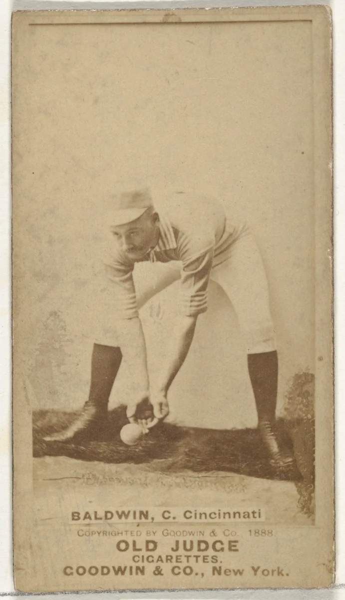 Clarence Geoghan "Kid" Baldwin, Catcher, Cincinnati, from the Old Judge series (N172) for Old Judge Cigarettes by Goodwin & Company, photograph, 1888