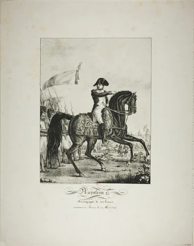 Napoleon Accompanied by his Good Men, Returning to France on March 1, 1815 by François Pascal Simon Gérard, print, 1815