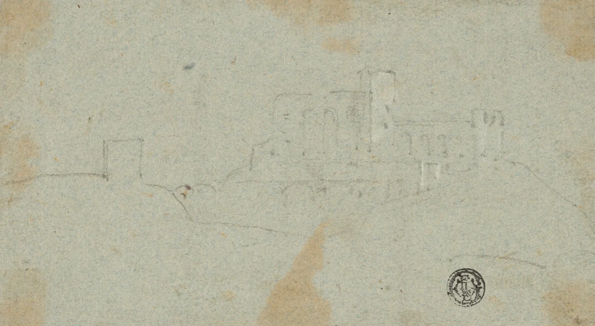 Sketch of Fortress on Hill by Richard Wilson, drawing, 1734-1782