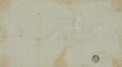 Sketch of Fortress on Hill by Richard Wilson, drawing, 1734-1782