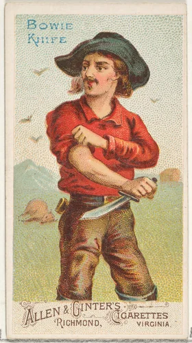 Bowie Knife, from the Arms of All Nations series (N3) for Allen & Ginter Cigarettes Brands by Allen & Ginter, print, 1887