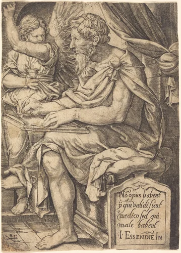 Saint Matthew by Johann Ladenspelder, print, 1512-1561