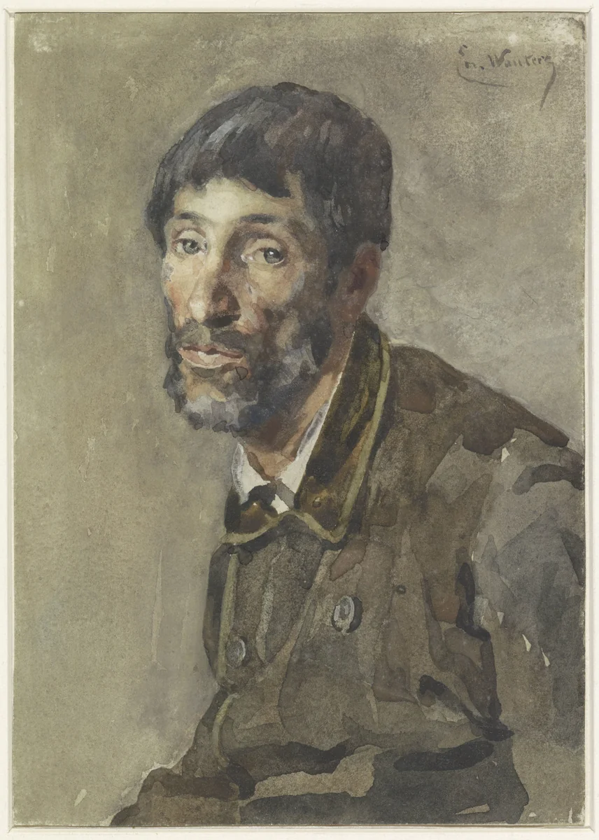 Portret van een man by Emile Charles Wauters, drawing, 1856-1933