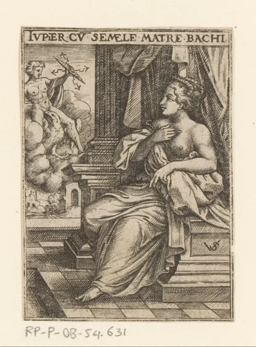 Jupiter doodt Semele by Unknown, print, 1524-1562