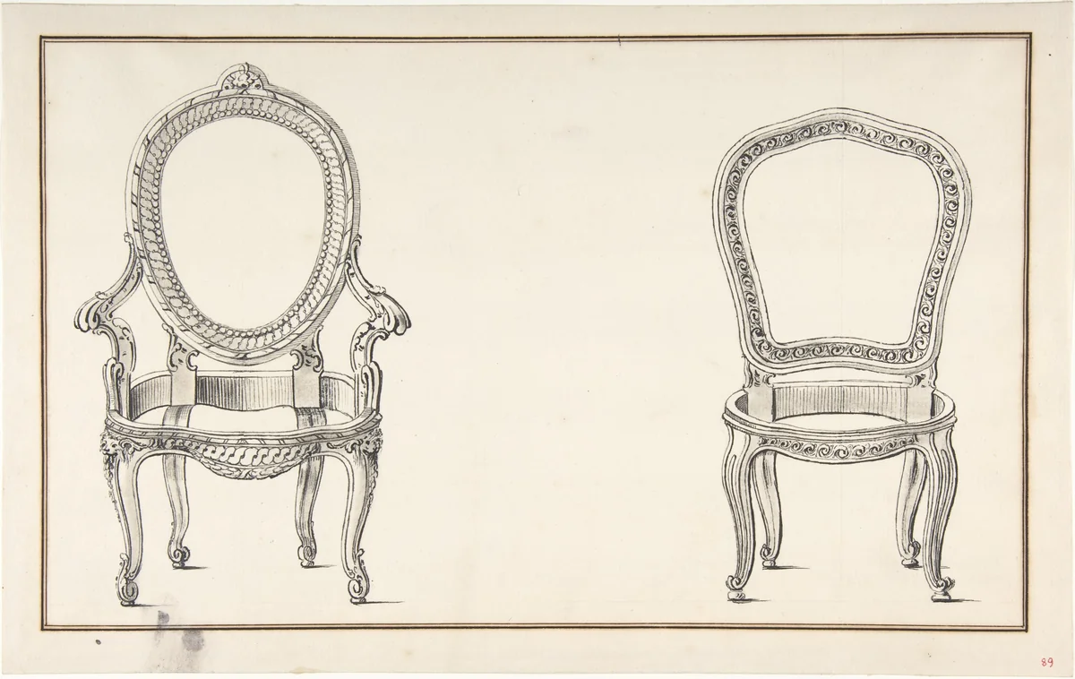 Design for Two Chairs by anonymous, drawing, 1765-1795