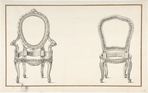 Design for Two Chairs by anonymous, drawing, 1765-1795