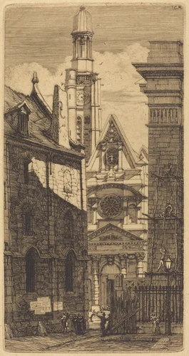 Saint-Etienne-du-Mont, Paris (Church of St. Stephen of the Mount, Paris) by Charles Meryon, print, 1852