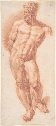 Standing Male Nude by Denijs Calvaert, drawing, 1560-1619