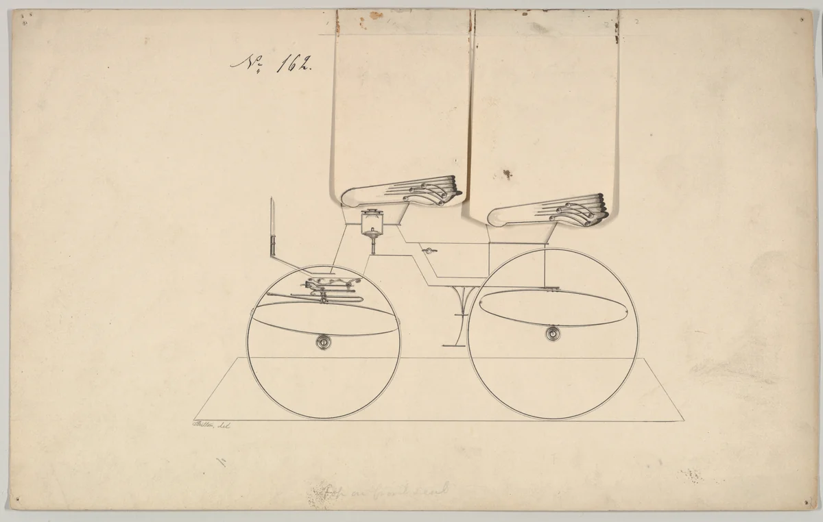 Design for Phaeton, no. 162 by Brewster & Co., drawing, 1850-1874
