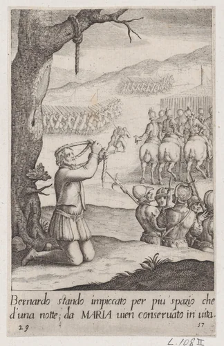 Bernardo, from Scelta d'Alcuni Miracoli e Grazie della Santissima Nunziata di Firenze (Selection of Some Miracles and Graces that Occurred in the Church of the Annunziata in Florence) by Jacques Callot, print, 1611-1619