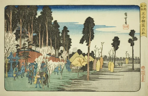 Inari Shrine at Oji (Oji Inari no yashiro), from the series "Famous Places in Edo (Koto meisho)" by Utagawa Hiroshige (歌川広重), print, 1827-1839