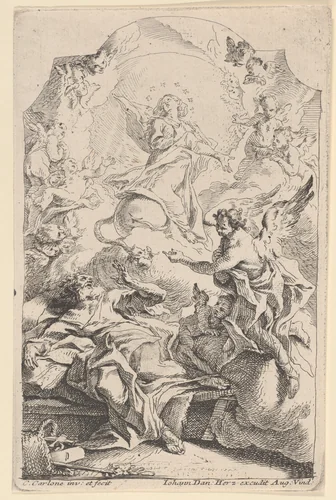 The Annunciation to Saint Joseph by Carlo Innocenzo Carloni, print, 1725-1775