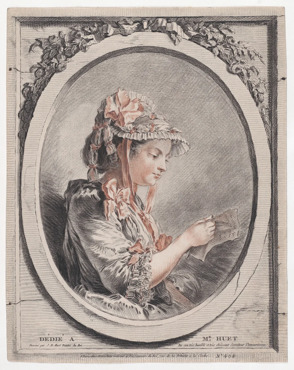 Une Liseuse (Portrait de Madame Huet) by Gilles Demarteau, print, 1768-1776
