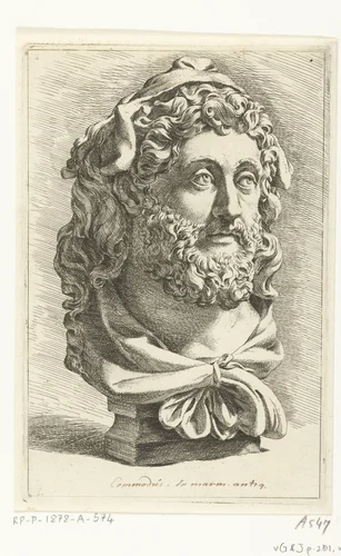 Buste van keizer Commodus als Herkules by Jan de Bisschop, print, 1666-1671
