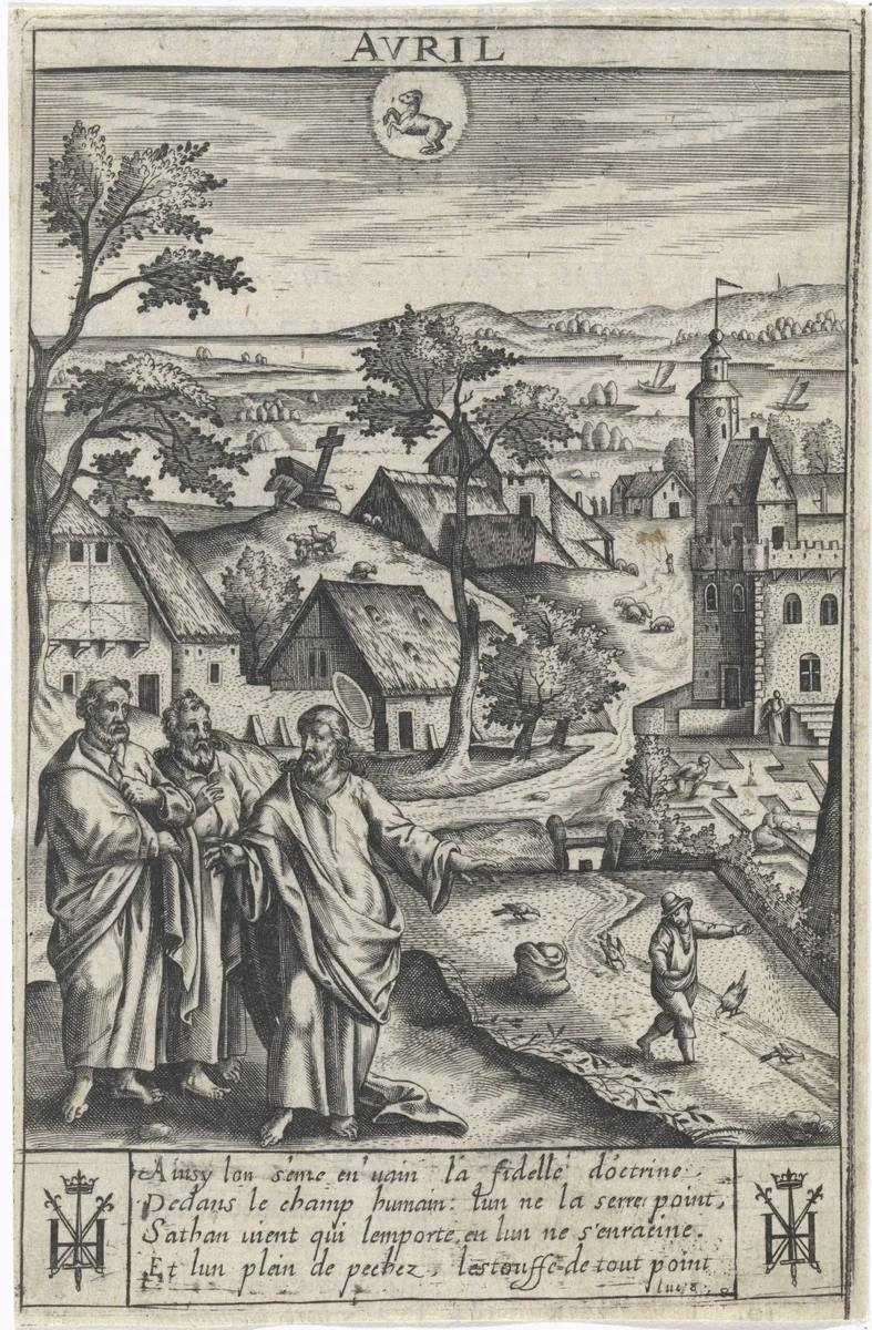 April by Jan Gerritsz Swelinck, print, 1624-1645