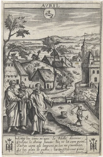 April by Jan Gerritsz Swelinck, print, 1624-1645