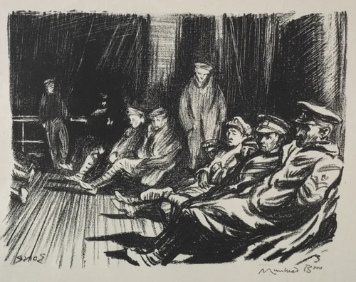 Walking Wounded on a Hospital Ship by Muirhead Bone, print