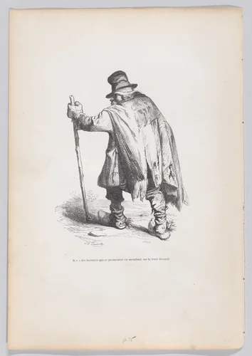 There are men who walk around begging on fertile ground, from "Scenes from the Private and Public Life of Animals" by J. J. Grandville, print, 1832-1852