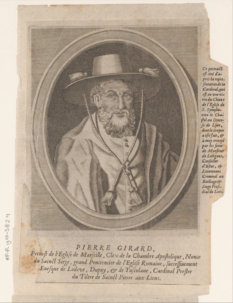 Portret van Pierre Girard by Etienne Picart, print, 1660