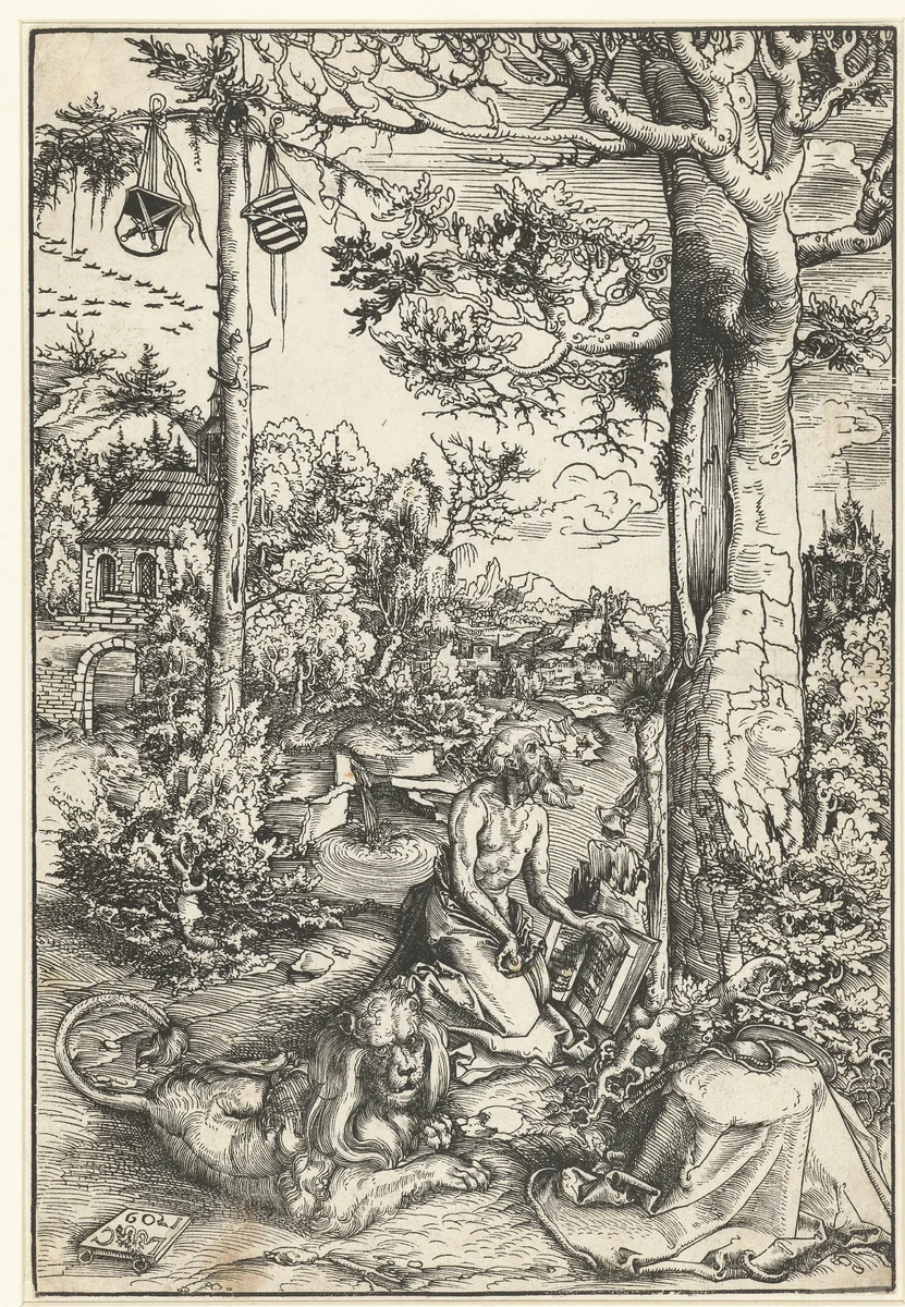 Heilige Hieronymus als boeteling by Unknown, print, 1509