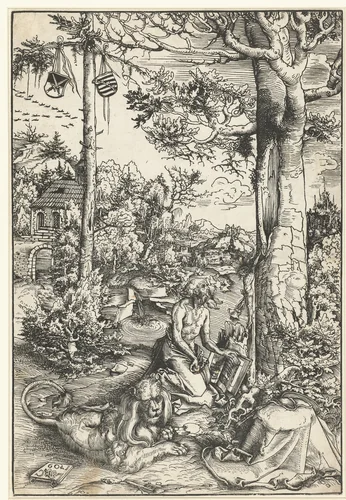 Heilige Hieronymus als boeteling by Unknown, print, 1509