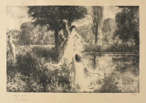 Two Nymphs Beside a Pond by Ker Xavier Roussel, print, 1920-1940