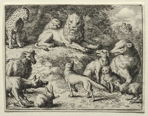 Reynard the Fox: Reynard Appears at Court by Allart van Everdingen, print, 1650-1675