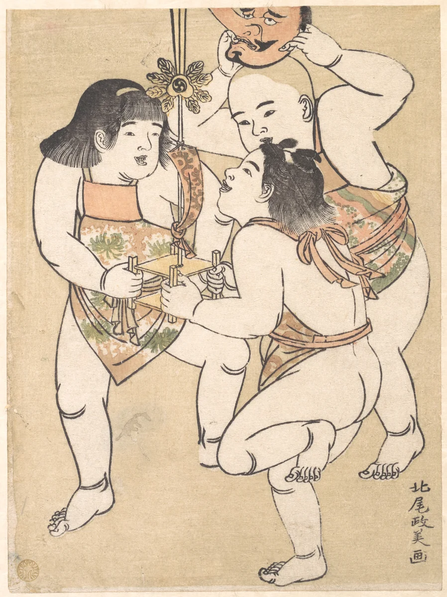 Children in the Sanno Festival by Kuwagata Keisai (鍬形蕙斎), print, 1780-1800