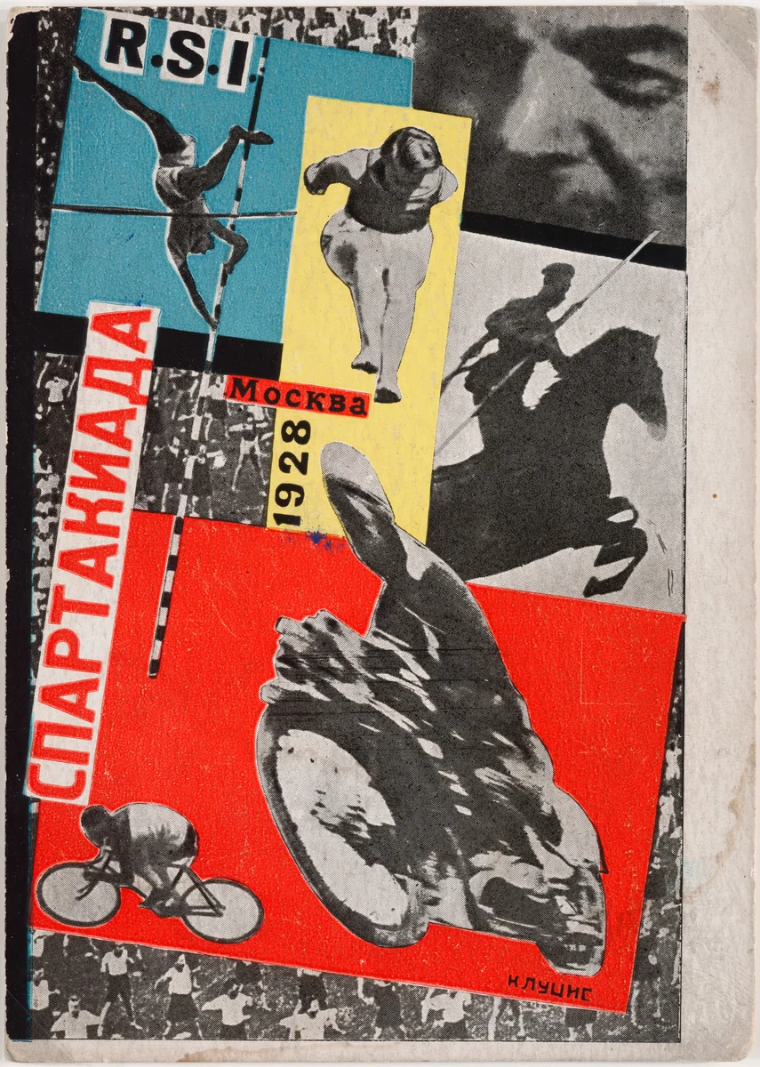 Postcard for the All Union Spartakiada Sporting Event by Gustav Klutsis, design, 1928