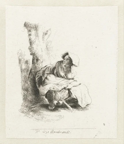 A woman making water by anonymous, print, 1750-1850