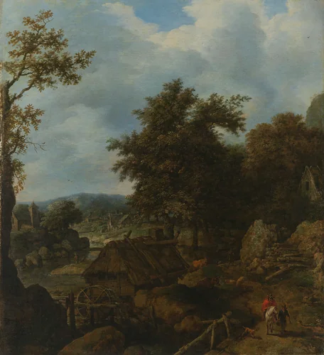 Swedish Landscape with a Water Mill by Allaert van Everdingen, painting, 1655