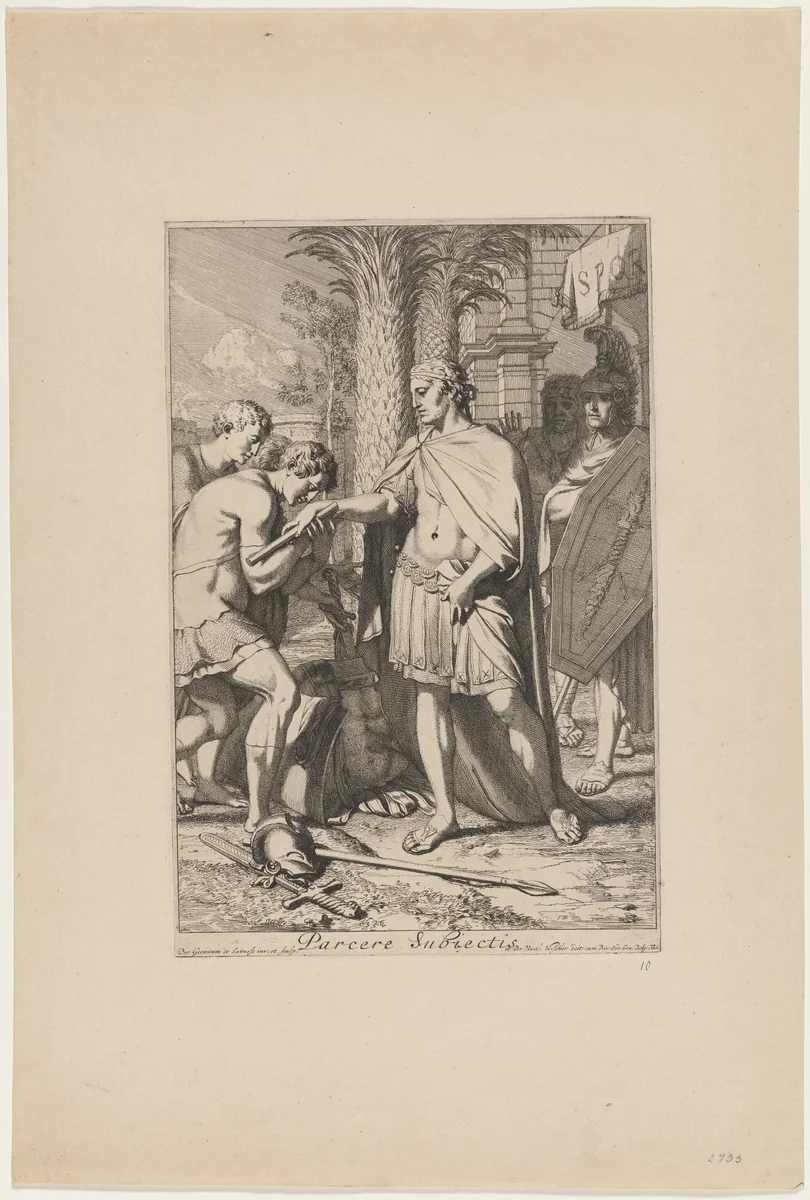 Parcere Subiectis (The Magnanimous Treatment of Prisoners) by Gerard de Lairesse, print, 1665-1675