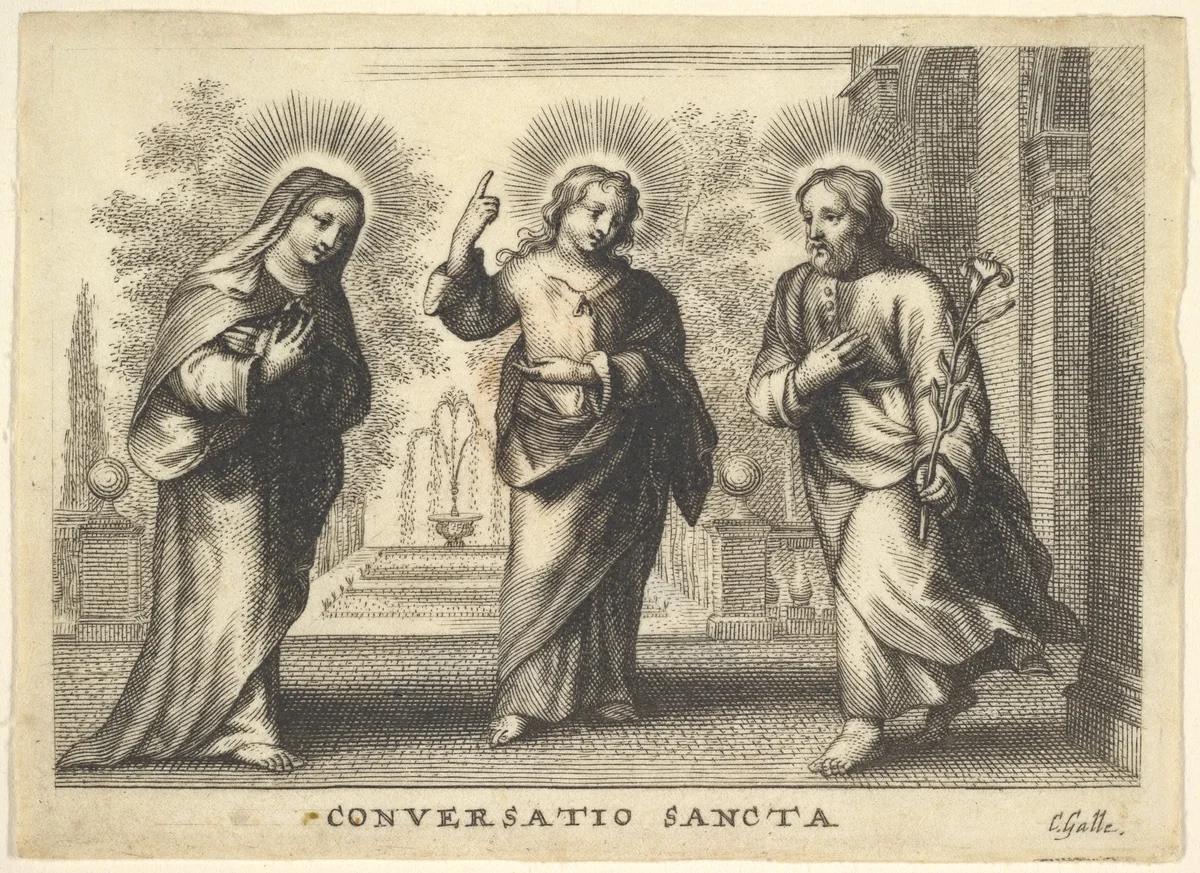 Conversatio Sancta by Cornelis Galle II, print, 1638-1678