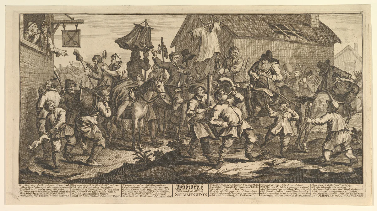 Hudibras and the Skimmington (Twelve Large Illustrations for Samuel Butler's Hudibras, Plate 7) by William Hogarth, print, 1725-1768