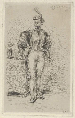 Man at Arms by Eugène Delacroix, print, 1833