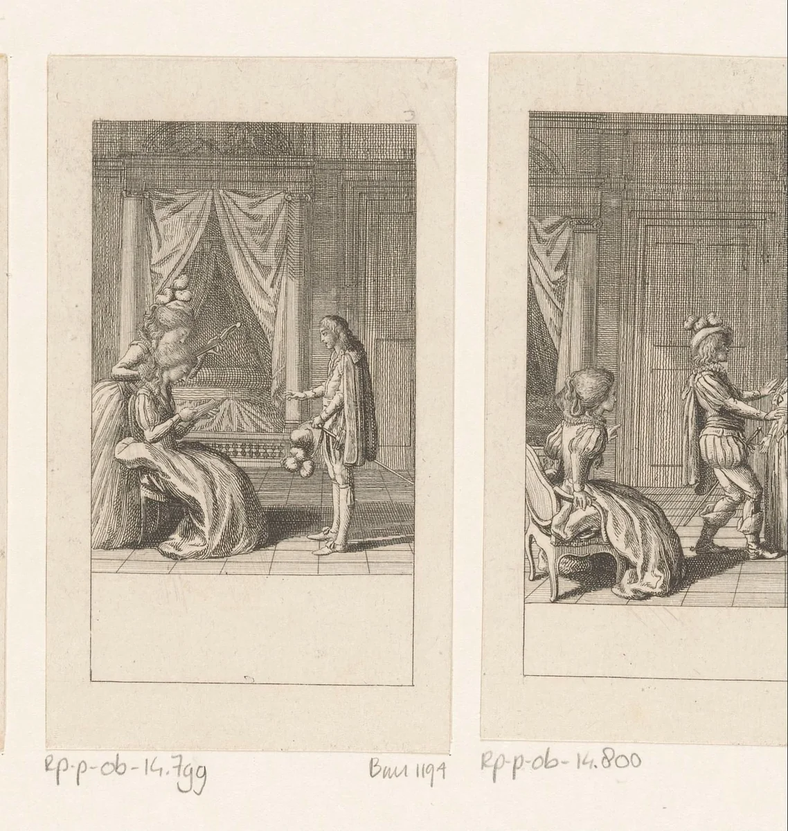 Suzanne begeleidt de gravin op gitaar by Daniel Nikolaus Chodowiecki, print, 1785